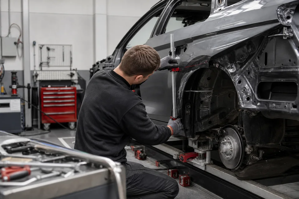 Specialistas atstato pažeistą automobilio kėbulą